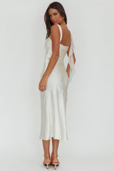 Carmel Shoulder Sash Midi Dress Oyster