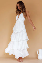 Catalina Tiered Ruffle Maxi Dress White