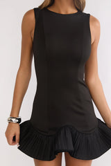 Chandelia Accordion Pleat Frill Mini Skirt Black