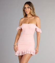 Can't Resist Off-The-Shoulder Ruffle Mini Dress