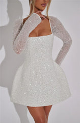 Alana Sequins Long Sleeve Backless Sexy Mini Dress