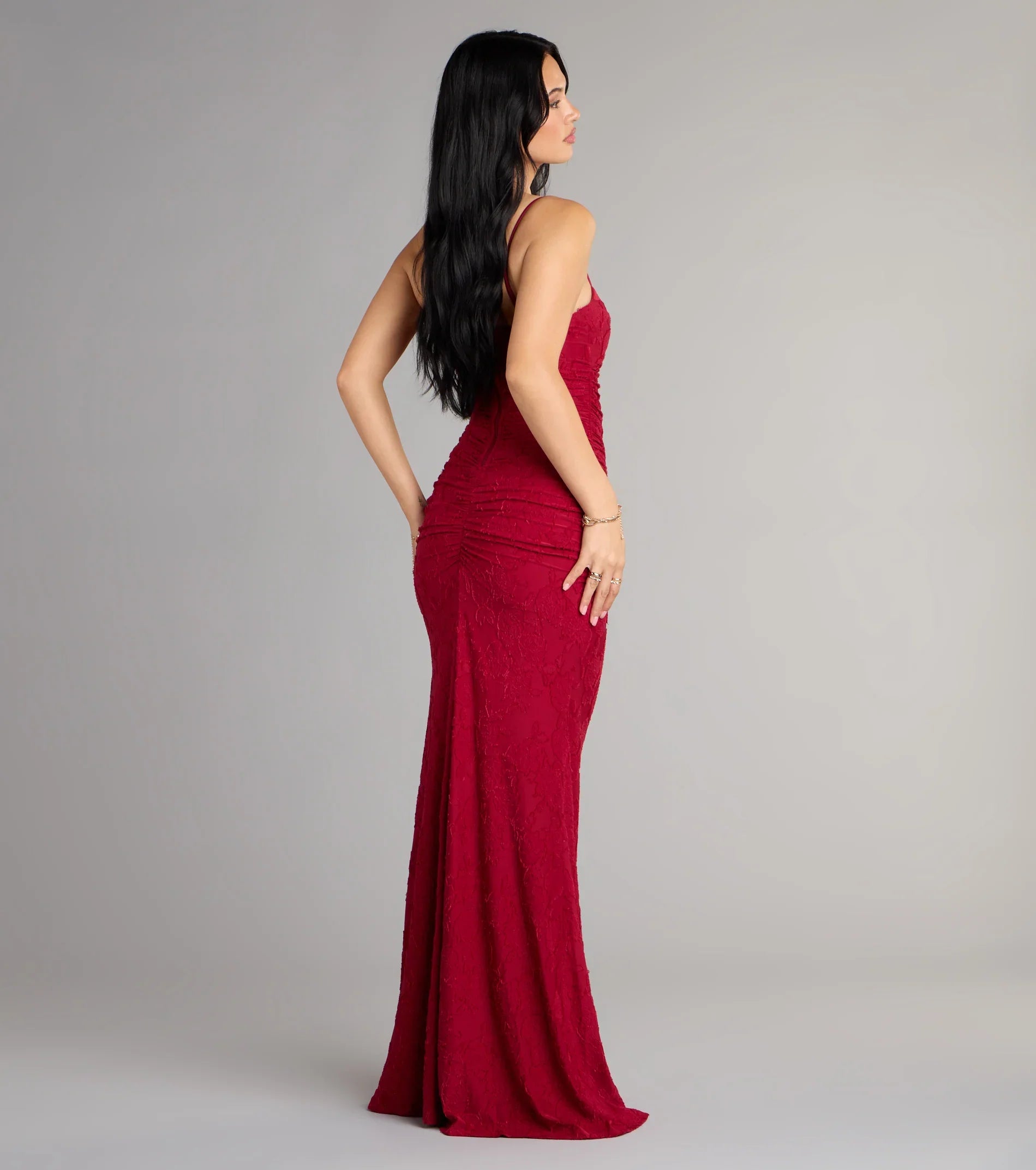 Alba Cowl Neck Mermaid Floral Formal Dress