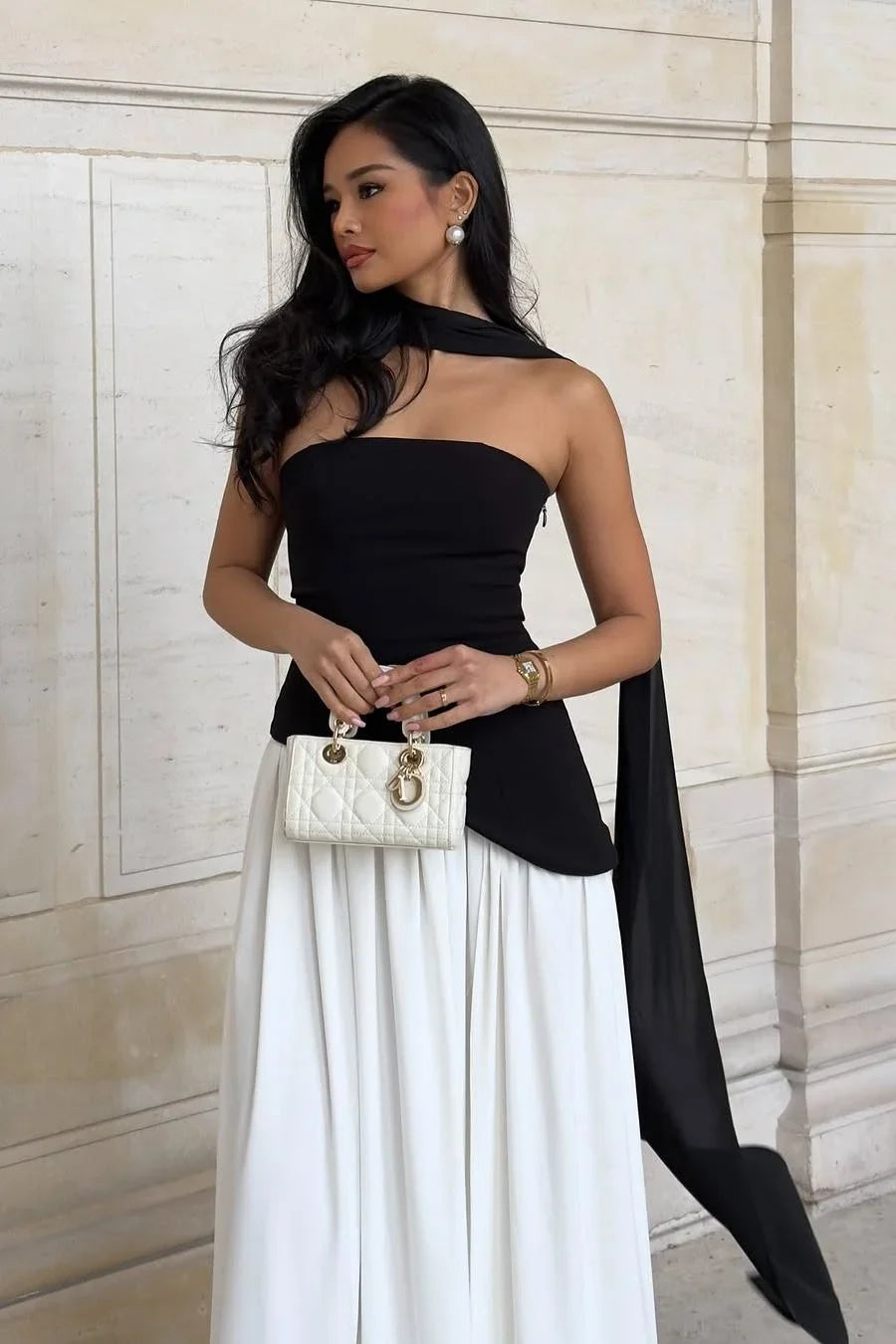 Black Asymmetric Dual Coloured Dress