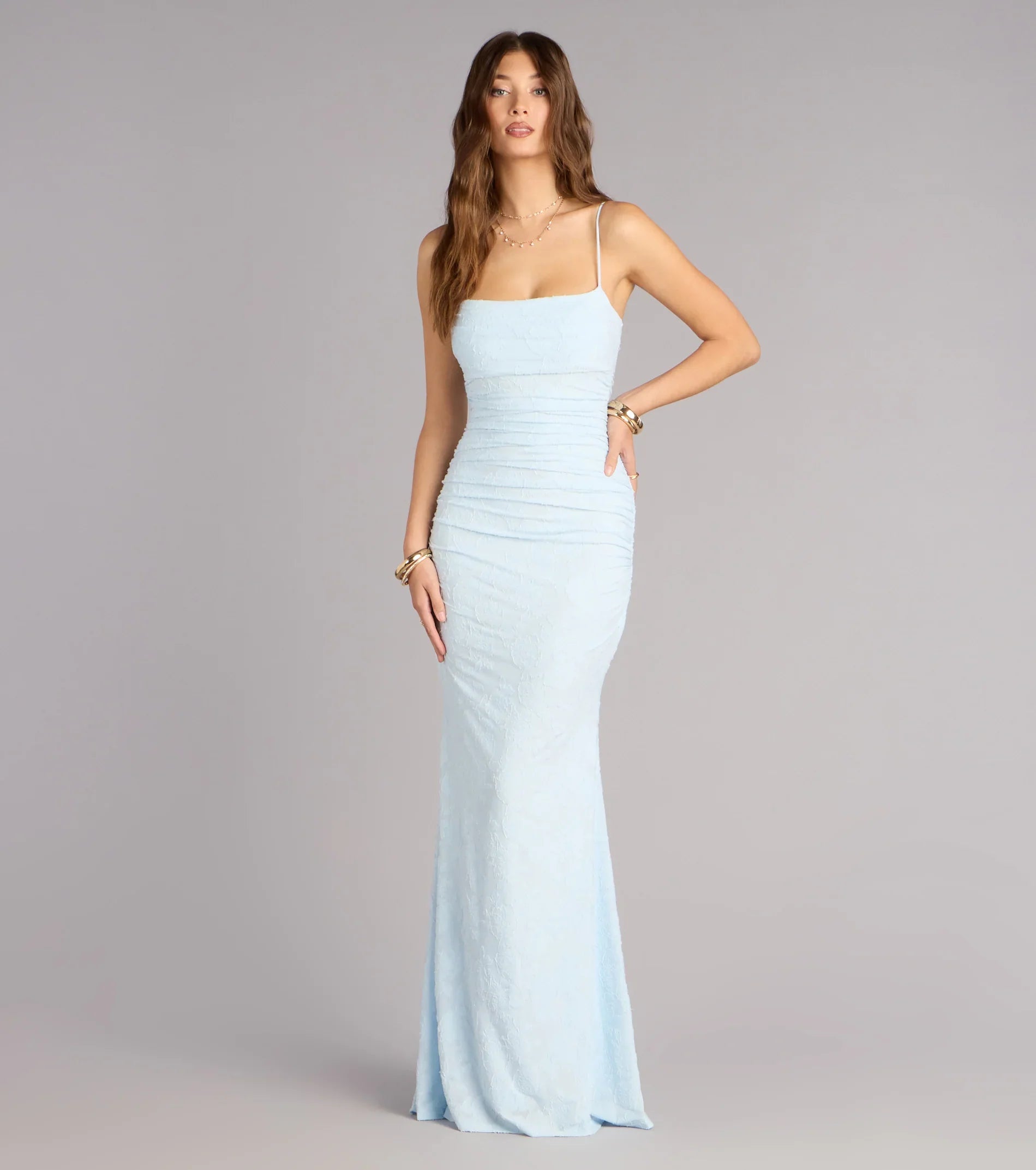 Alba Cowl Neck Mermaid Floral Formal Dress