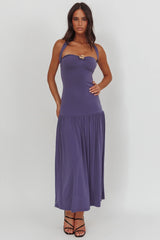 Ashana Drop Waist Halter Maxi Dress Taupe