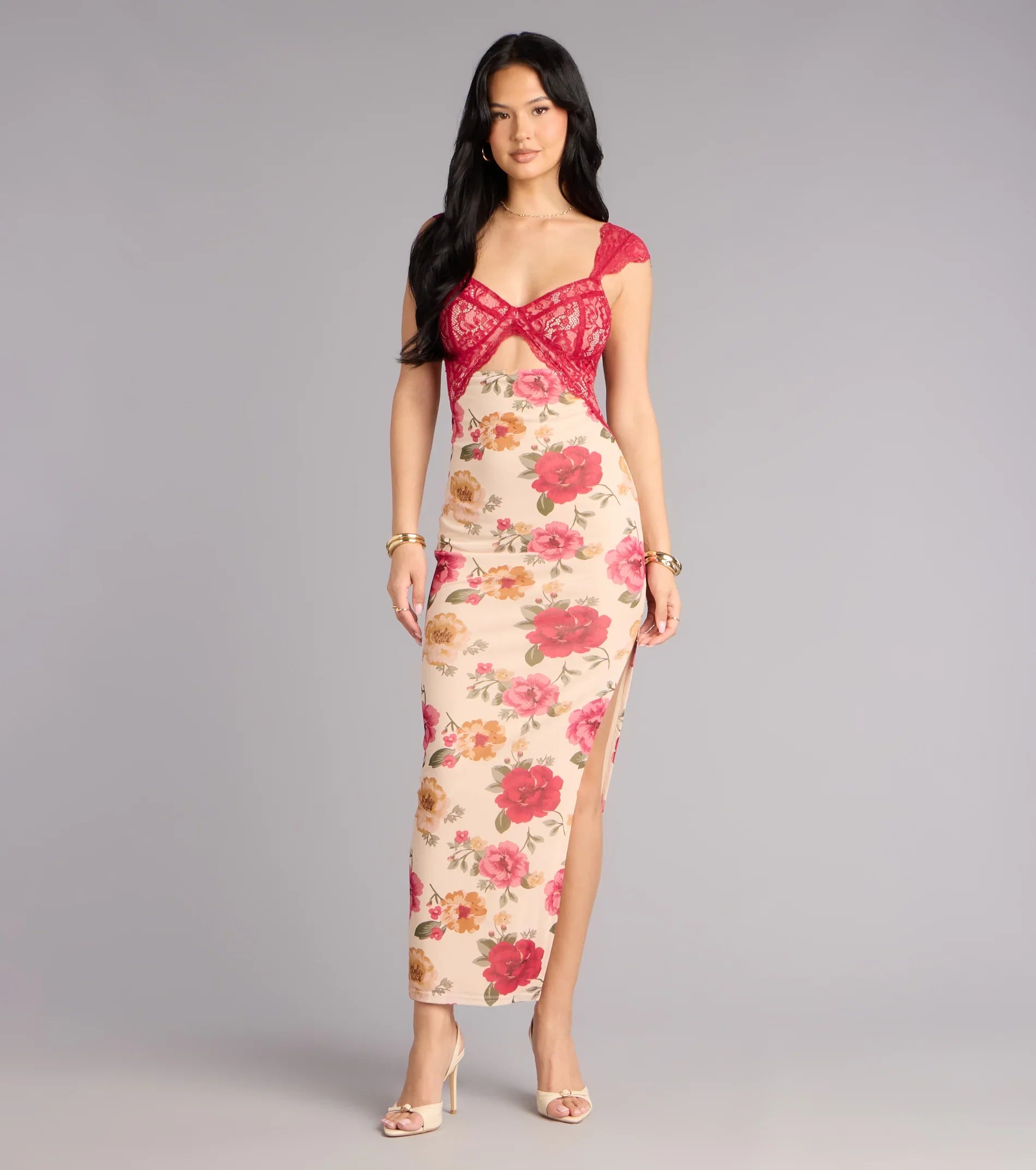 Blossom Beauty Floral Lace Maxi Dress