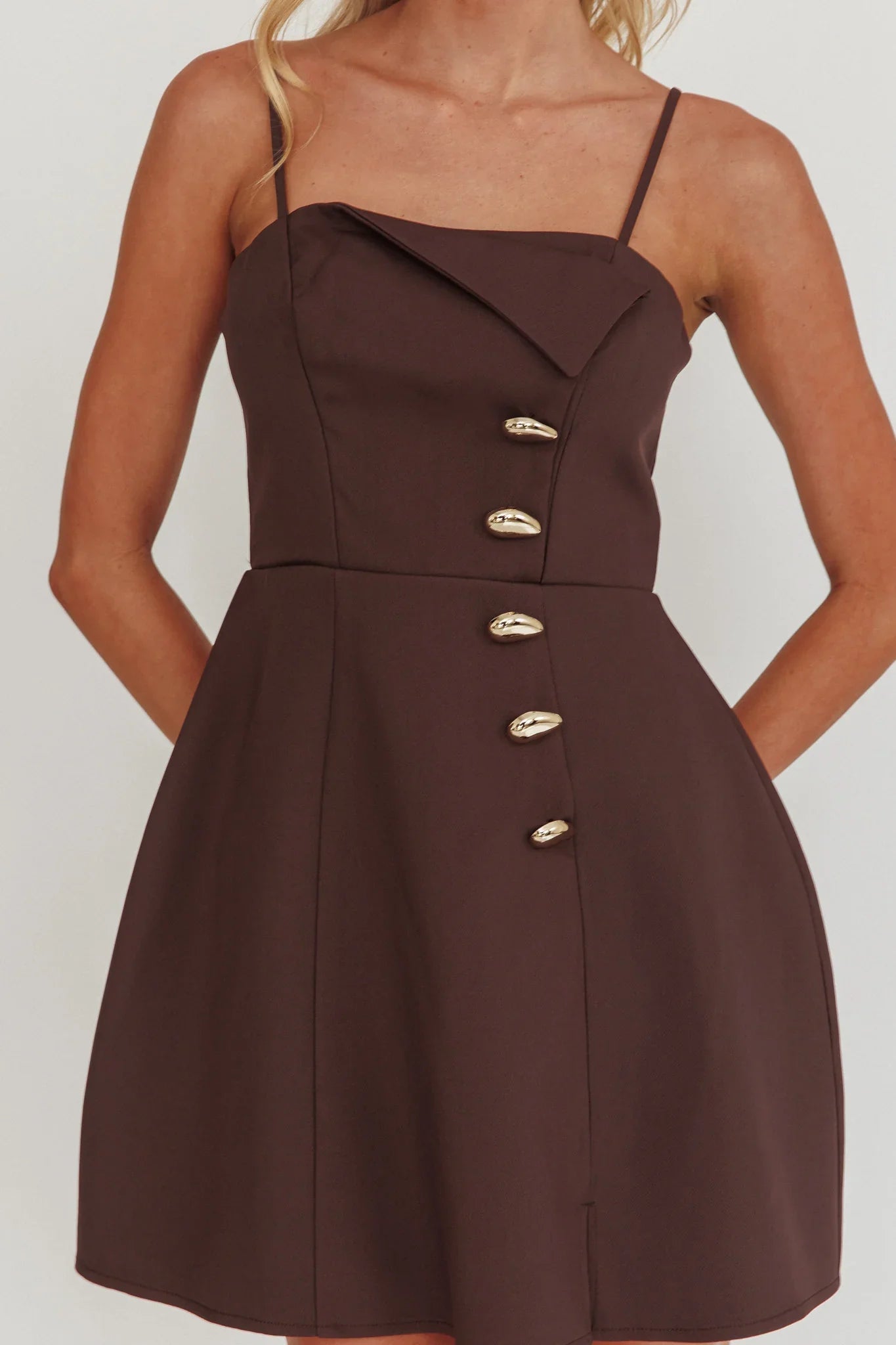 Captivated Button Feature Mini Dress Coco
