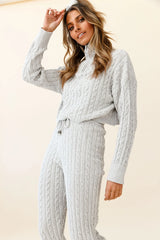 Breckenridge O-ring Zipper Cable Knit Sweater Grey