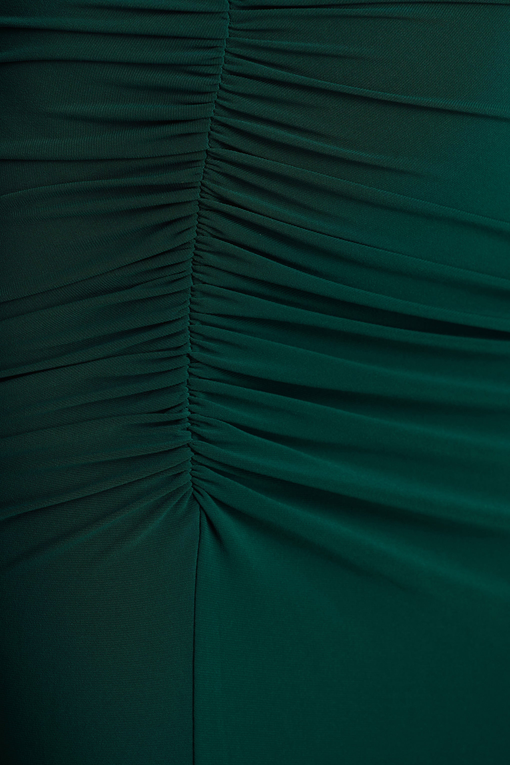 Cassandra | Bottle Green High-Neck Long-Sleeve Midi Dress