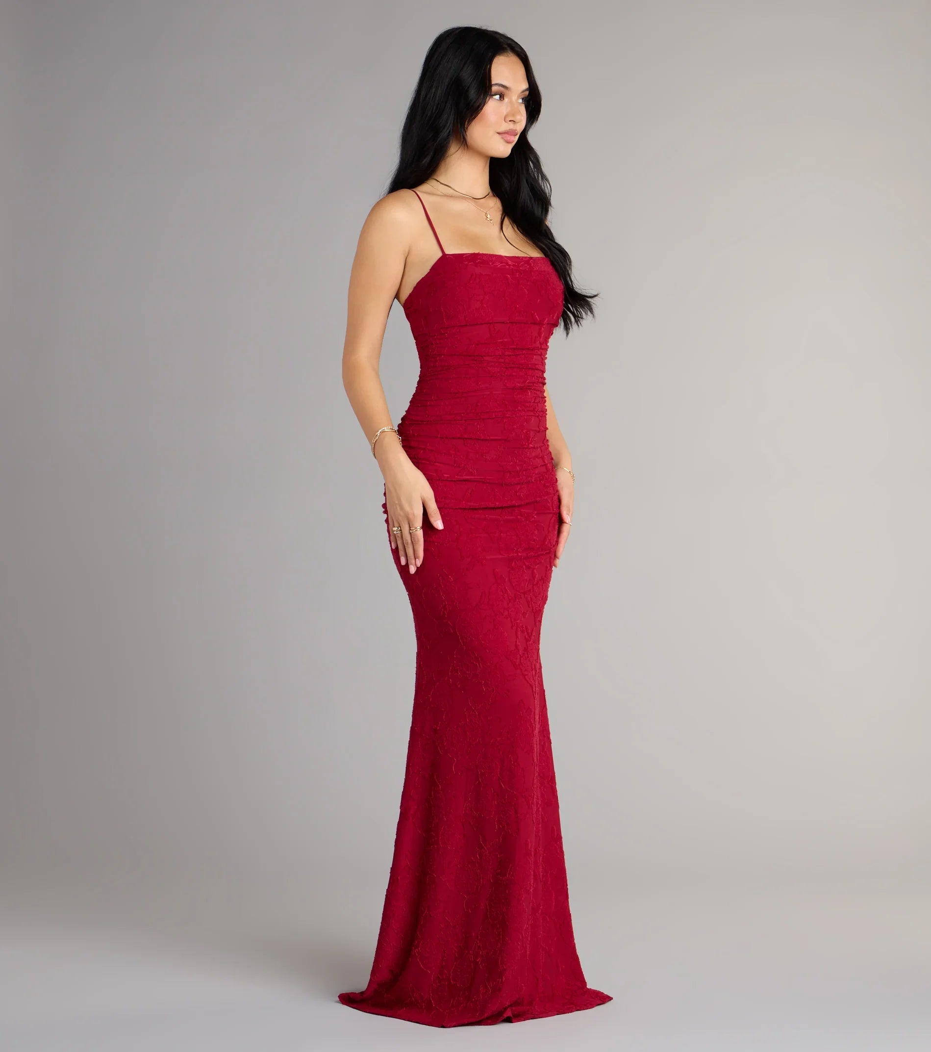 Alba Cowl Neck Mermaid Floral Formal Dress