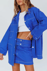 Back Row Oversized Pocket Jacket Blue
