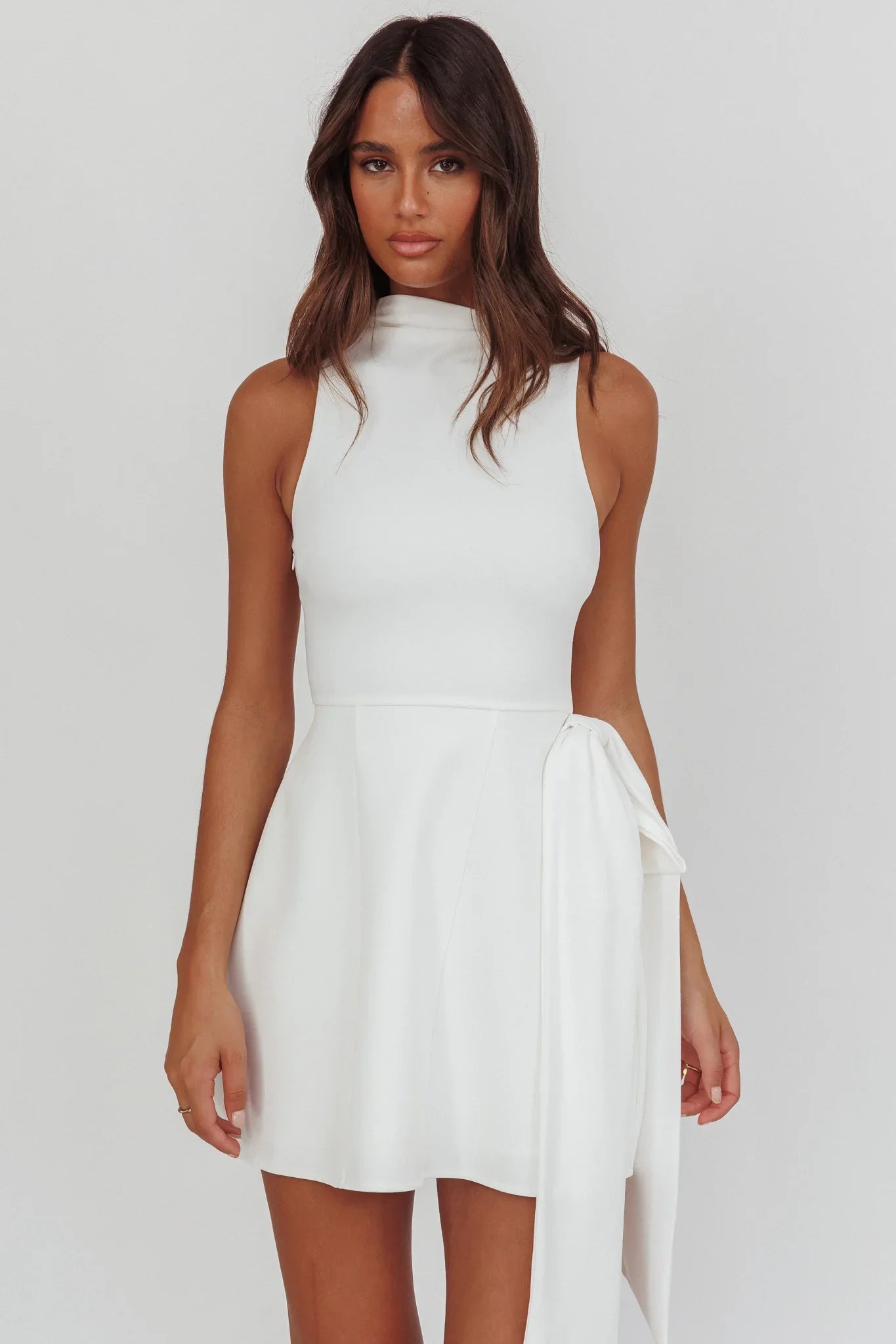 Breaker High Neck Mini Dress White White