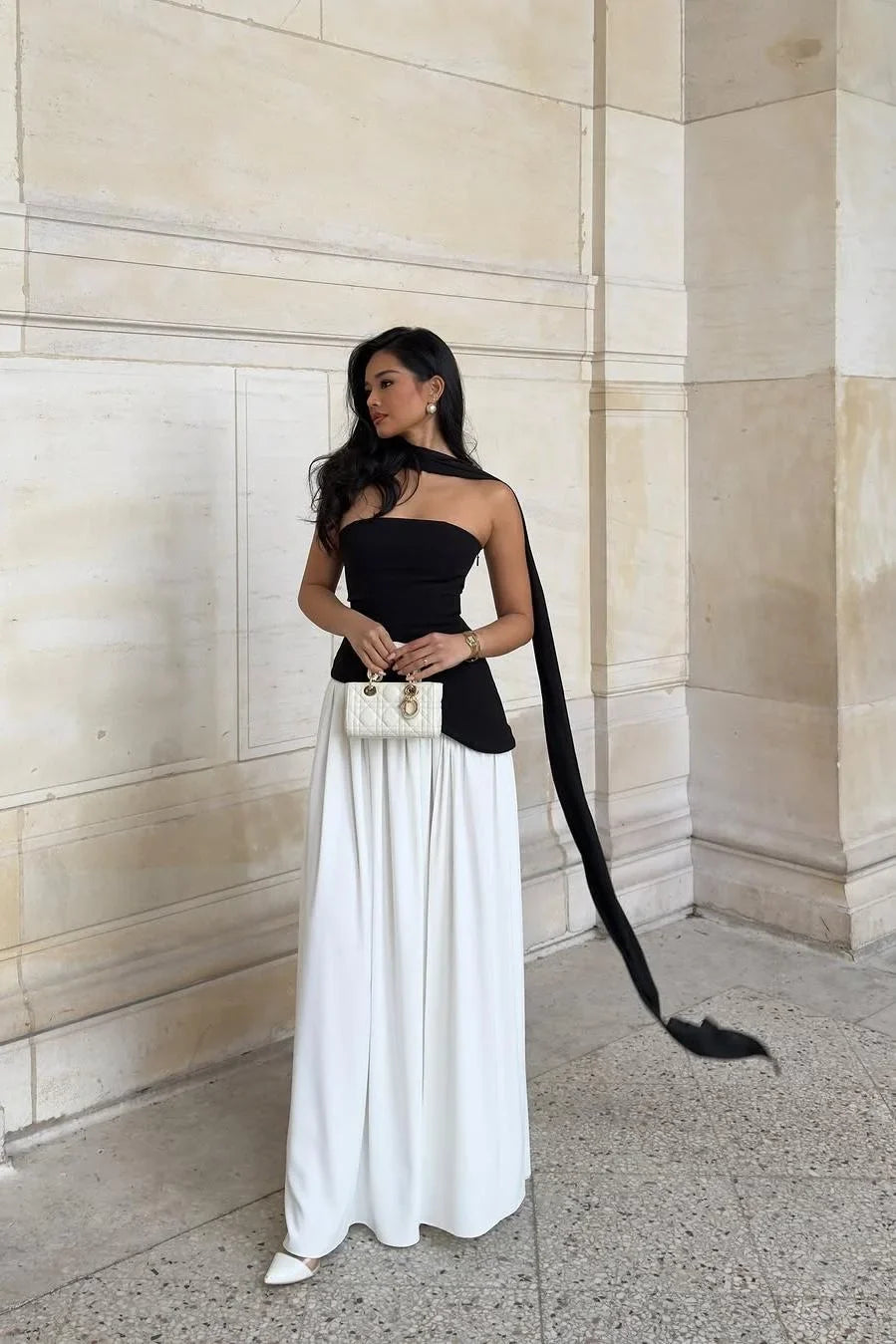 Black Asymmetric Dual Coloured Dress