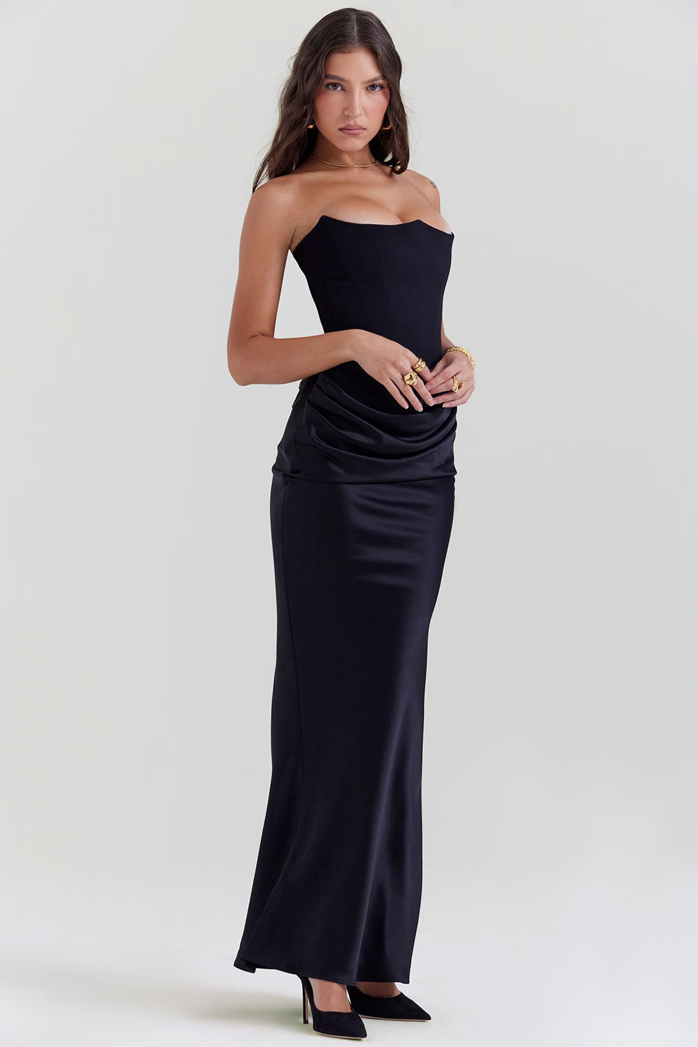 Black Strapless Corset Dress