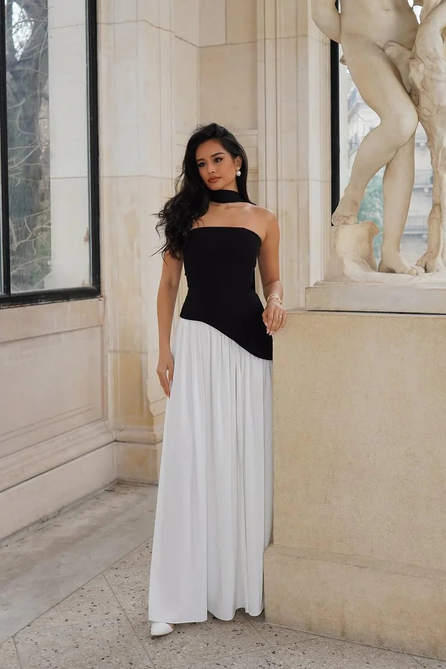 Black Asymmetric Dual Coloured Dress