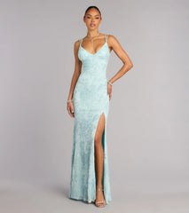 Carla Sequin Lace-Up Formal Dress